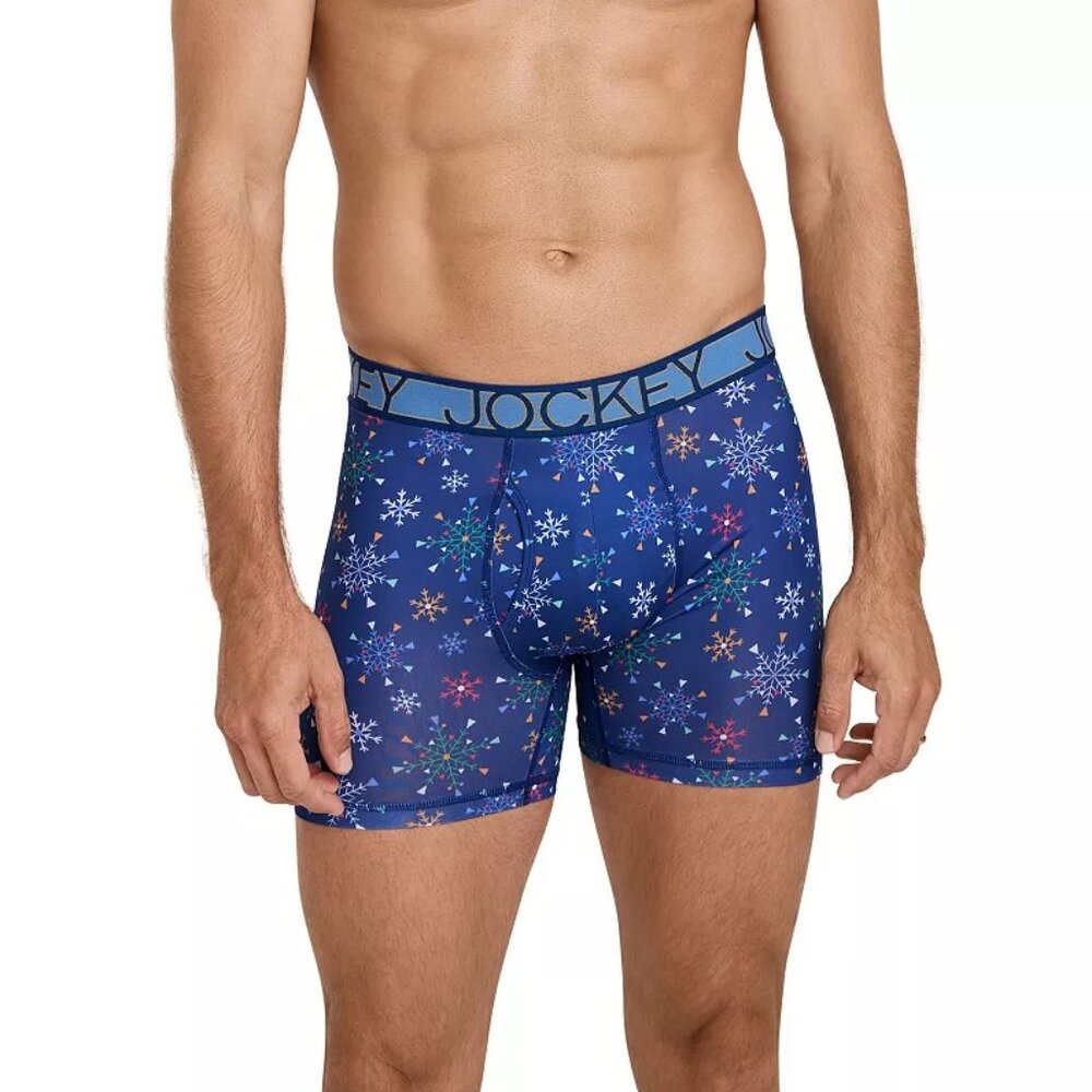 Jockey Stretch Staycool Active Holiday Snowflake Boxer Brief - XXL
